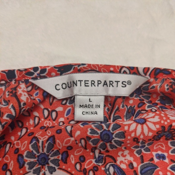 Counterparts Women's Pullover 3/4 Sleeve Red Tunic Size Large Keyhole - Picture 2 of 12